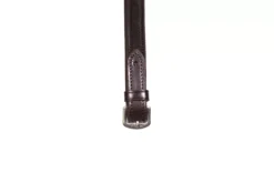 Henry James Xtreme Eventer Hybrid Rubber Reins With Leather Stoppers -Horse Supplies Sale buckle end brown 1 8 jpg