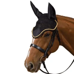 Roma Crochet Fly Veil / Hood -Horse Supplies Sale roma crochet fly veil black gold 1 jpg