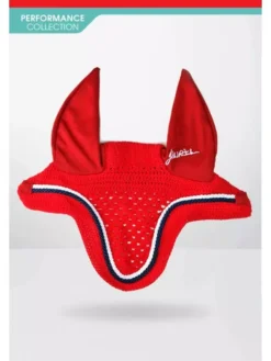 John Whitaker Fly Veil With Metallic Piping -Horse Supplies Sale whitaker fly viel with metallic piping red jpg